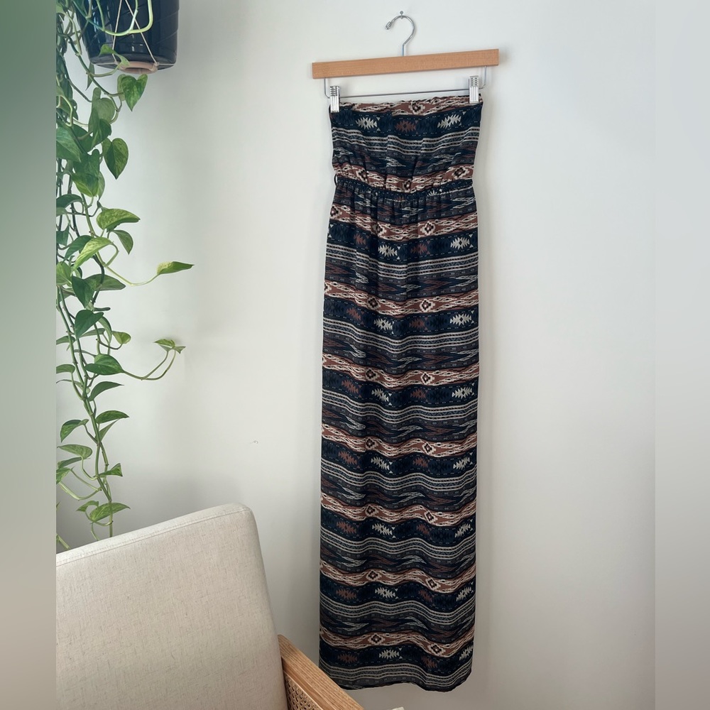 Ya Los Angeles - Geometric Strapless Maxi Dress, size S